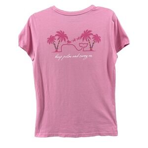 Vineyard Vines T-Shirt Womens Sz S Pink Short Sleeve Whale Christmas Keep Palm‎
